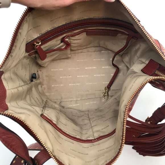 Michael Kors Brick Leather Brooklyn Grommet Feed Crossbody Bag - Picture 10 of 11